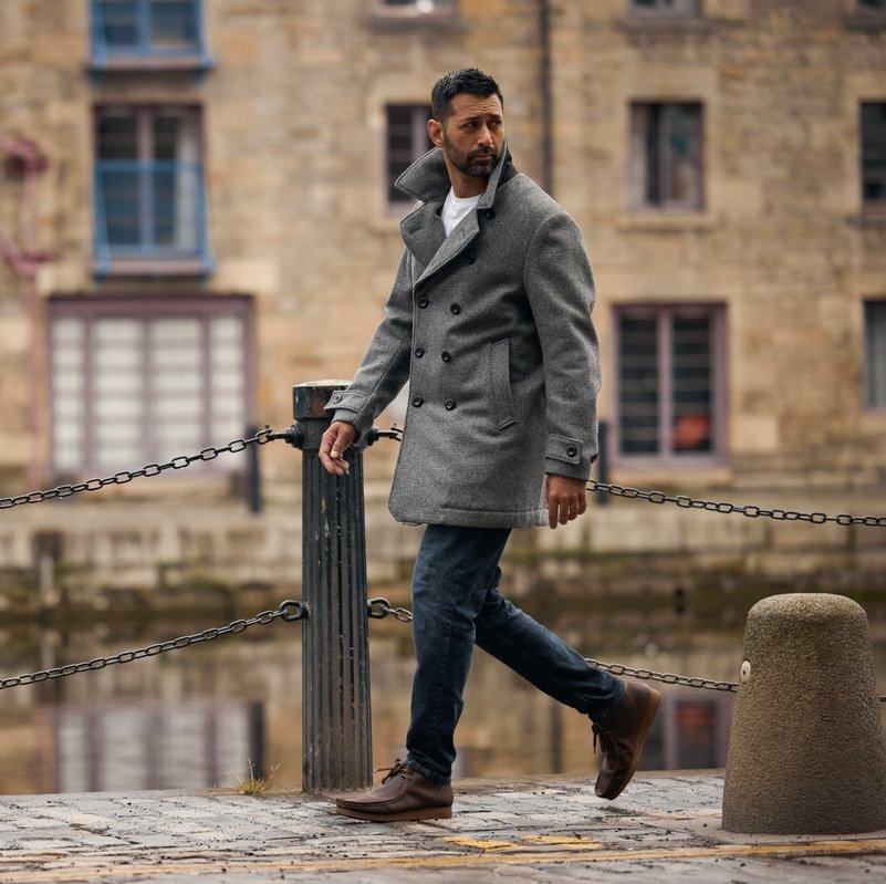 Pure Wool Quilted Peacoat 2026