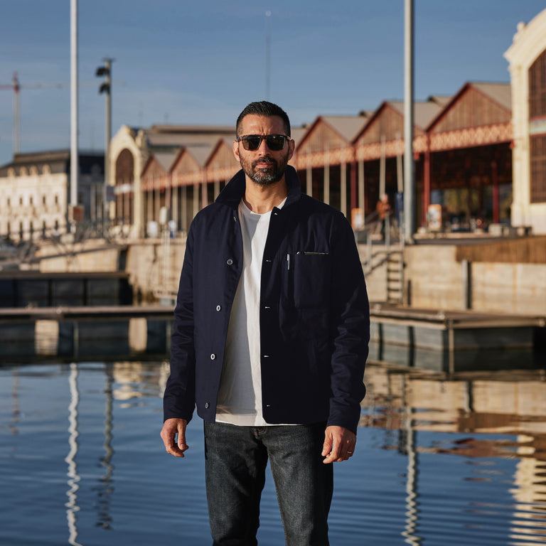 FRAHM Deck Jacket in Navy blue.