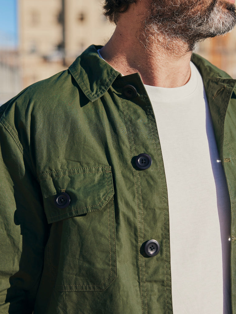 Waxed Lightweight Workers Jacket Moss Green