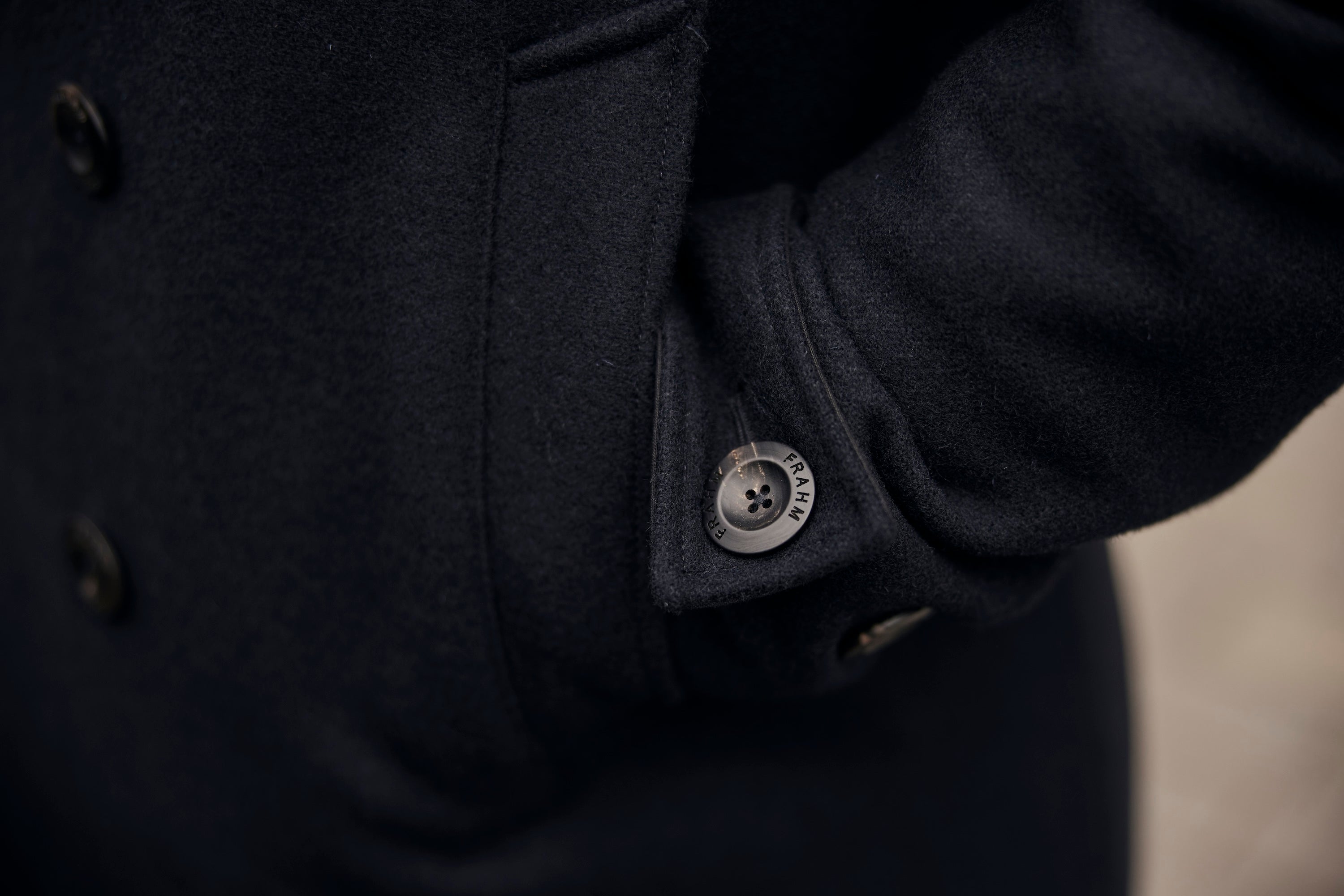 Pure Wool Quilted Peacoat 2025 Midnight Blue – FRAHM Jacket