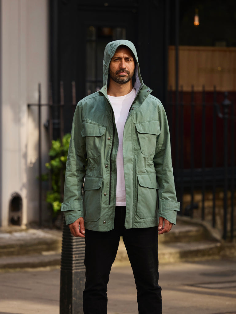 Waxed Field Parka Spearmint Green