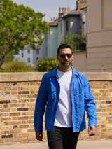 Waxed Lightweight Workers Jacket Cornflour Blue