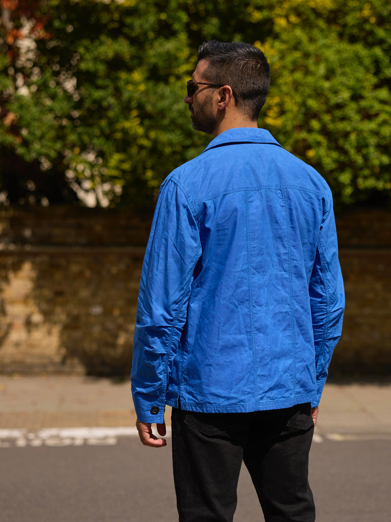 Waxed Lightweight Workers Jacket Cornflour Blue