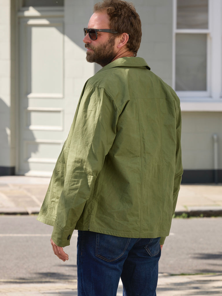 Waxed Lightweight Workers Jacket Moss Green