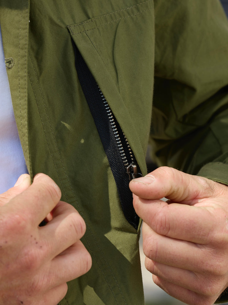Waxed Lightweight Workers Jacket Moss Green