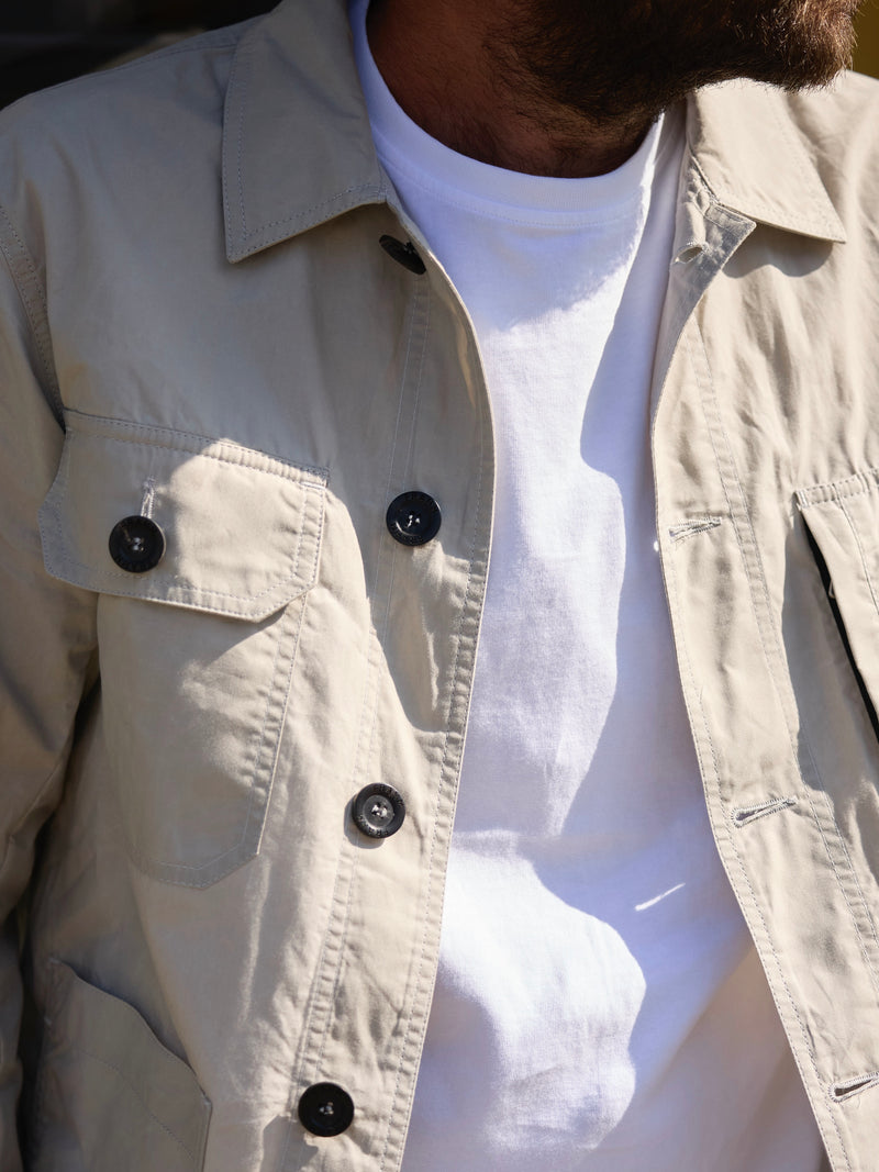 Waxed Lightweight Workers Jacket Bath Stone