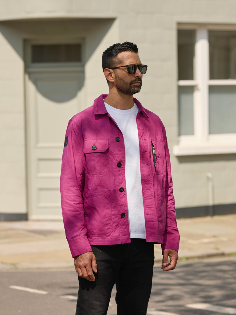 Waxed Lightweight Workers Jacket Fuchsia Pink