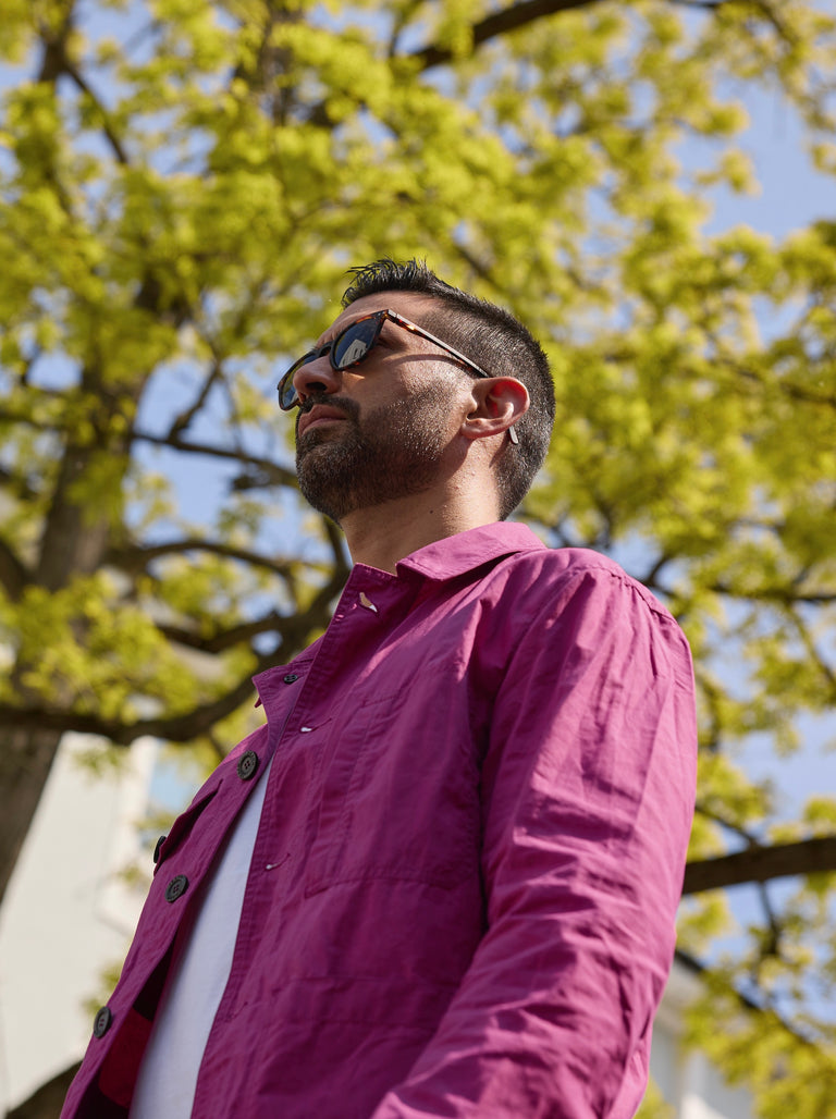 Waxed Lightweight Workers Jacket Fuchsia Pink