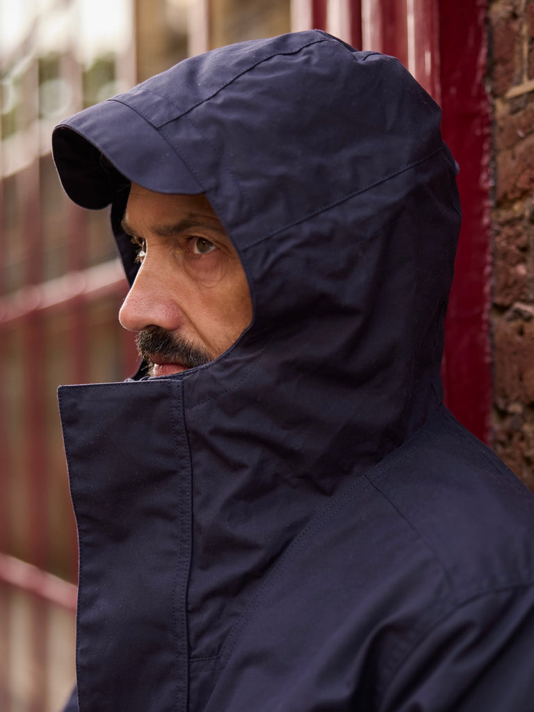 Waxed Hooded Field Coat 2027 Indigo Blue