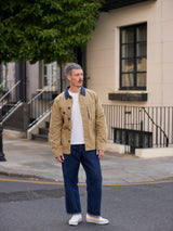Waxed Lightweight Workers Jacket 2027 Beige with Navy