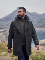 Pure Wool Quilted Peacoat 2027 Dark Green