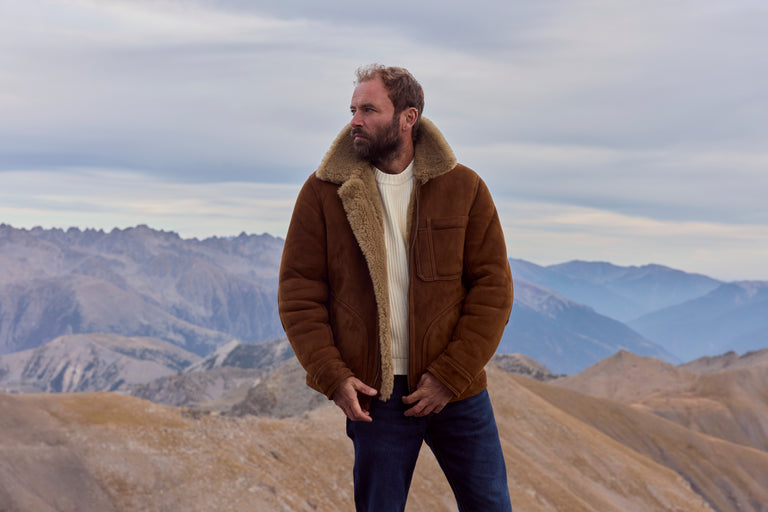 British Sheepskin Bomber Jacket 2027 Natural Tan