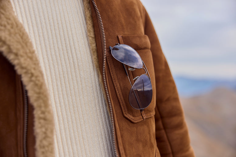 British Sheepskin Bomber Jacket 2027 Natural Tan
