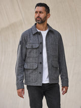 Merino Wool Workers Jacket 2027 Grey Herringbone