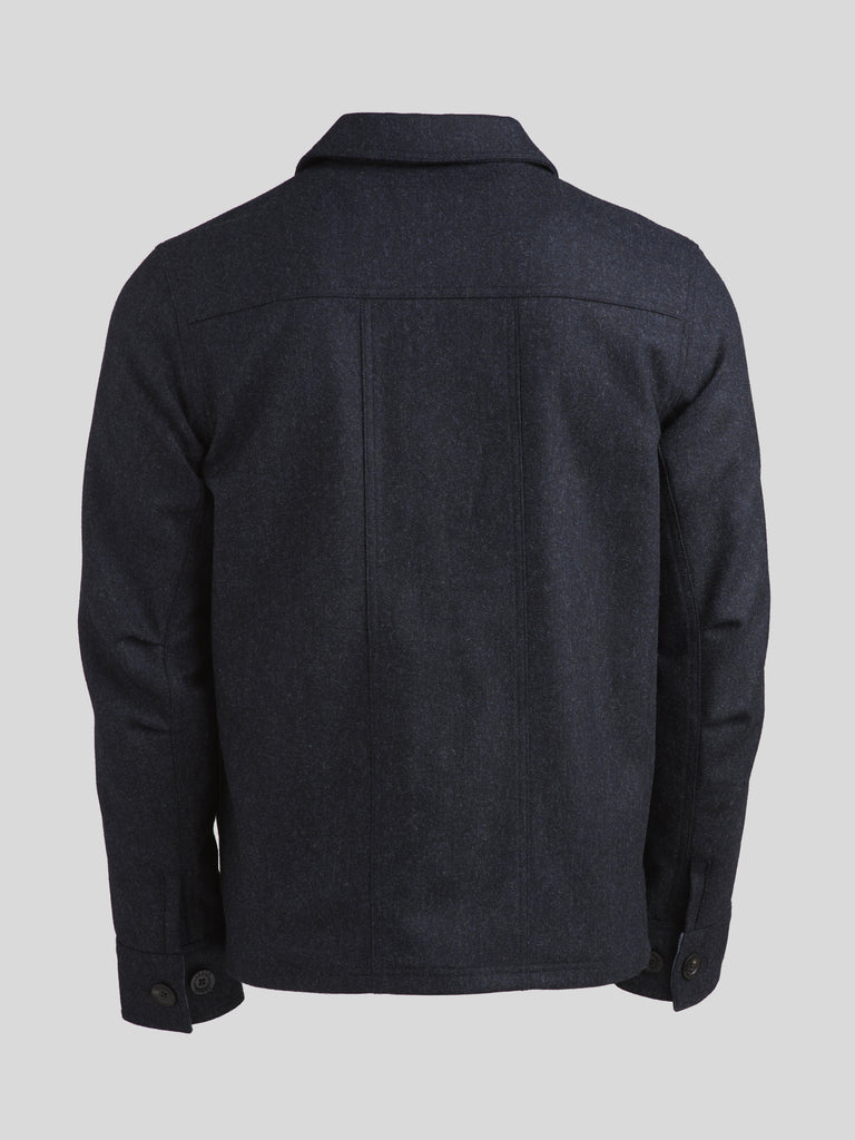 Merino Woodland Workers Jacket Dark Navy Herringbone