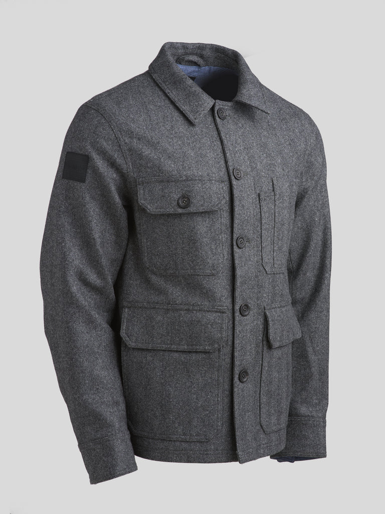 Merino Woodland Workers Jacket Grey Herringbone