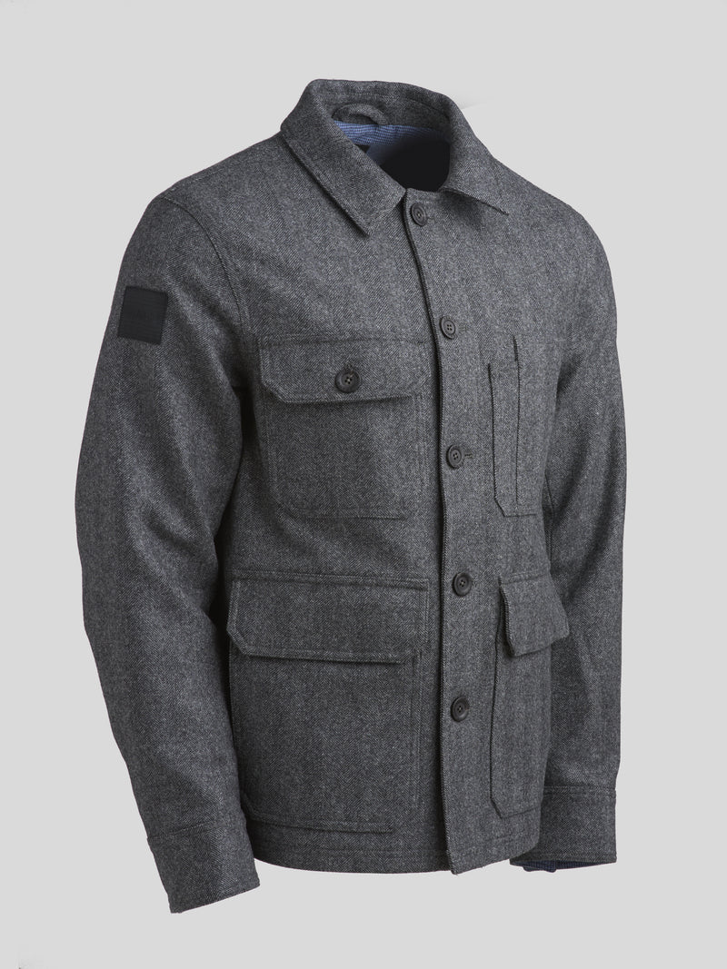 Merino Woodland Workers Jacket Grey Herringbone
