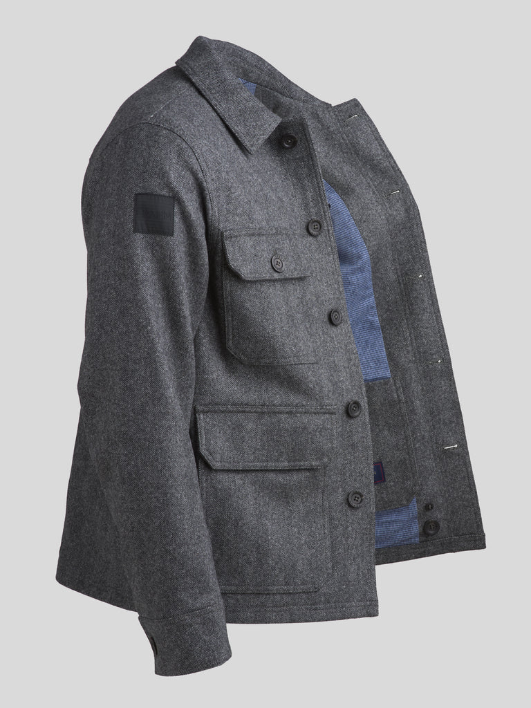 Merino Woodland Workers Jacket Grey Herringbone