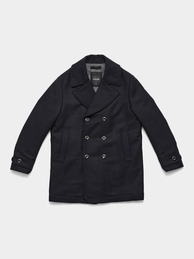 Pure Wool Quilted Peacoat 2026 Midnight Blue