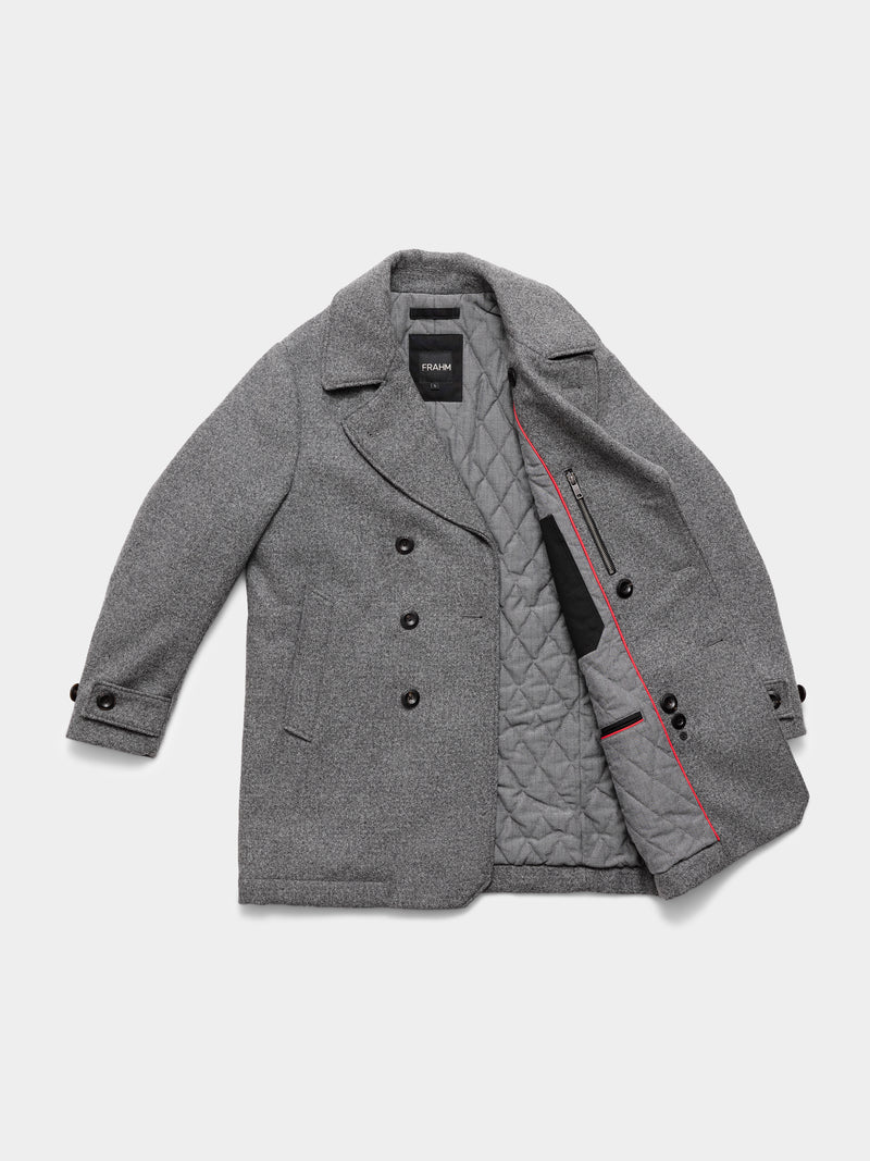 Pure Wool Quilted Peacoat 2026 Salt and Pepper Grey