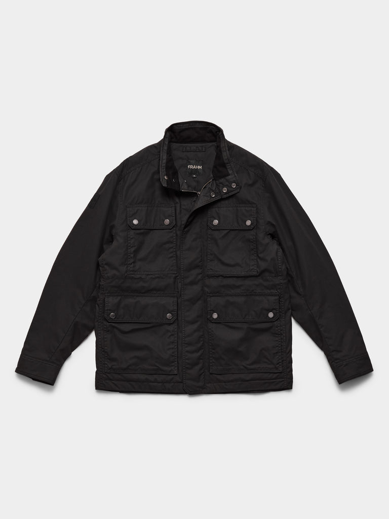 FRAHM Waxed Quilted Field Jacket 2026 Black front view