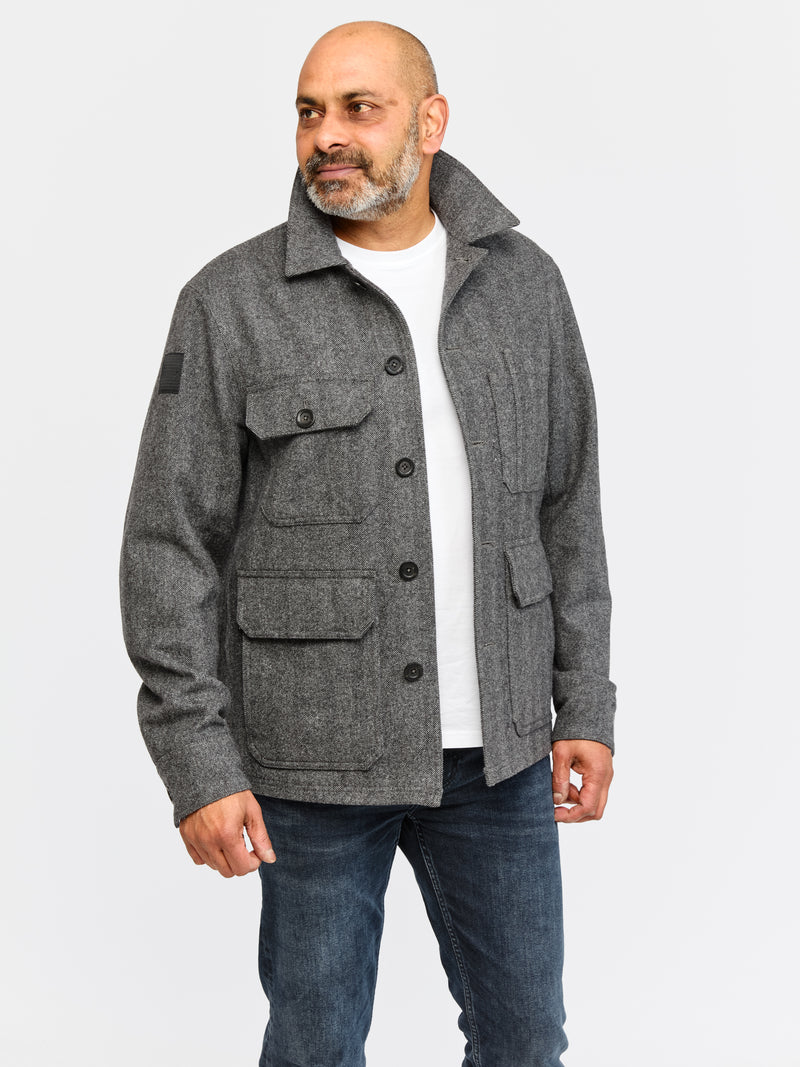 Merino Woodland Workers Jacket 2026 Grey Herringbone
