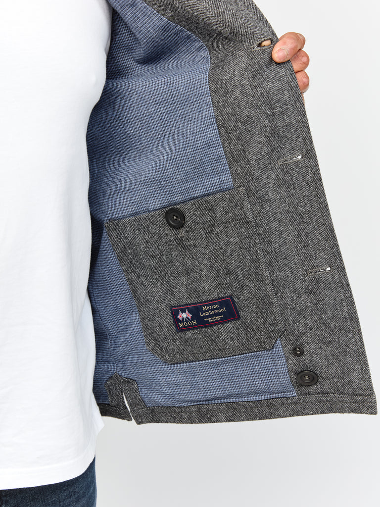 Merino Wool Workers Jacket 2027 Grey Herringbone