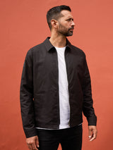 Model wearing FRAHM Lightweight Blouson Jacket 2027 Black front view