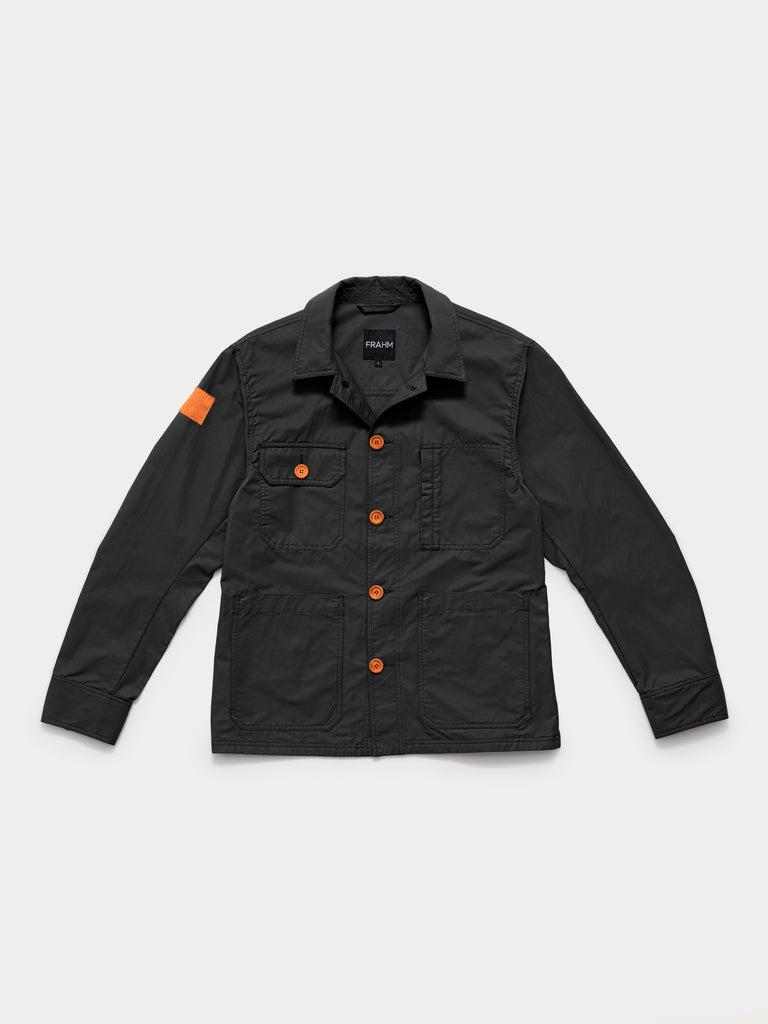 FRAHM Original Lightweight Workers Jacket 2027 Black with Orange front view