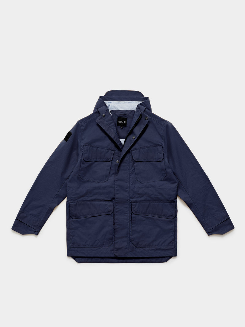 Waxed Hooded Field Coat 2027 Dark Blue