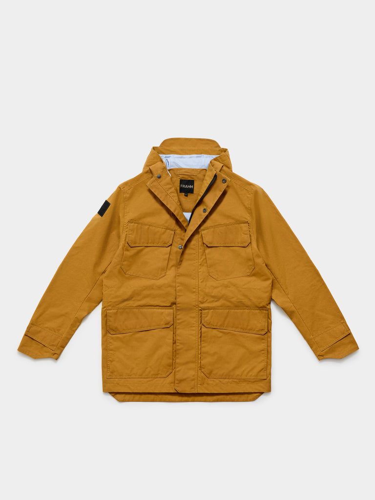 FRAHM Waxed Hooded Field Coat 2027 Honey Tan front view