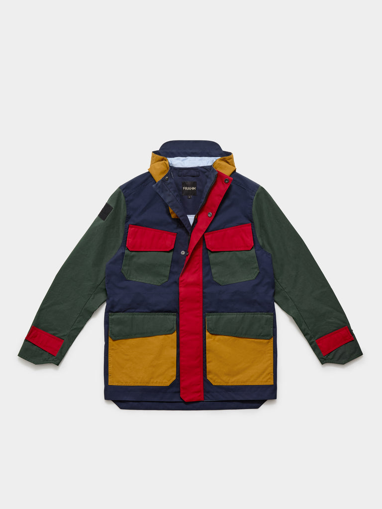 FRAHM Waxed Hooded Field Coat 2027 Technicolour front view