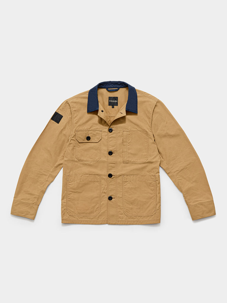 Waxed Lightweight Workers Jacket 2027 Beige with Navy