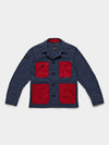 Waxed Lightweight Workers Jacket 2027 Dark Navy and Red