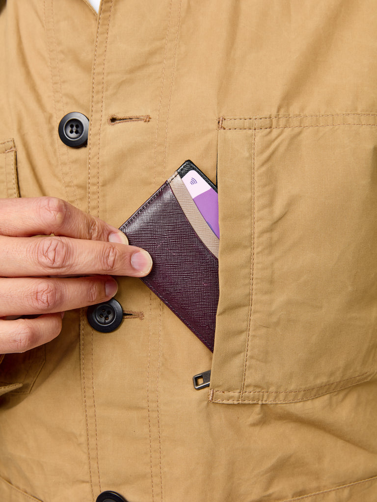 Waxed Lightweight Workers Jacket 2027 Beige with Navy