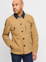 Waxed Lightweight Workers Jacket 2027 Beige with Navy