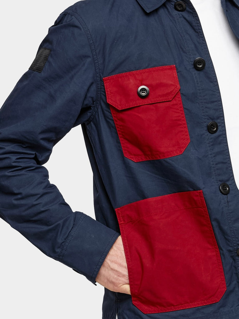 Waxed Lightweight Workers Jacket 2027 Dark Navy and Red