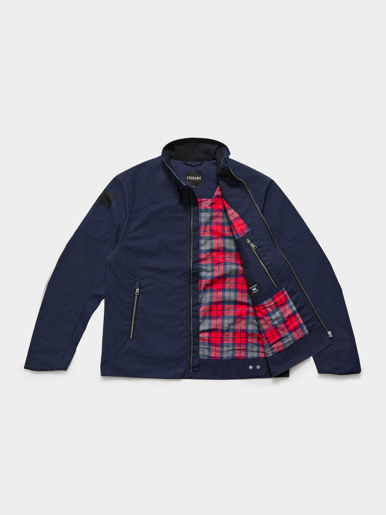 FRAHM Harrington Racer Jacket 2026 Classic Navy flat lay front view