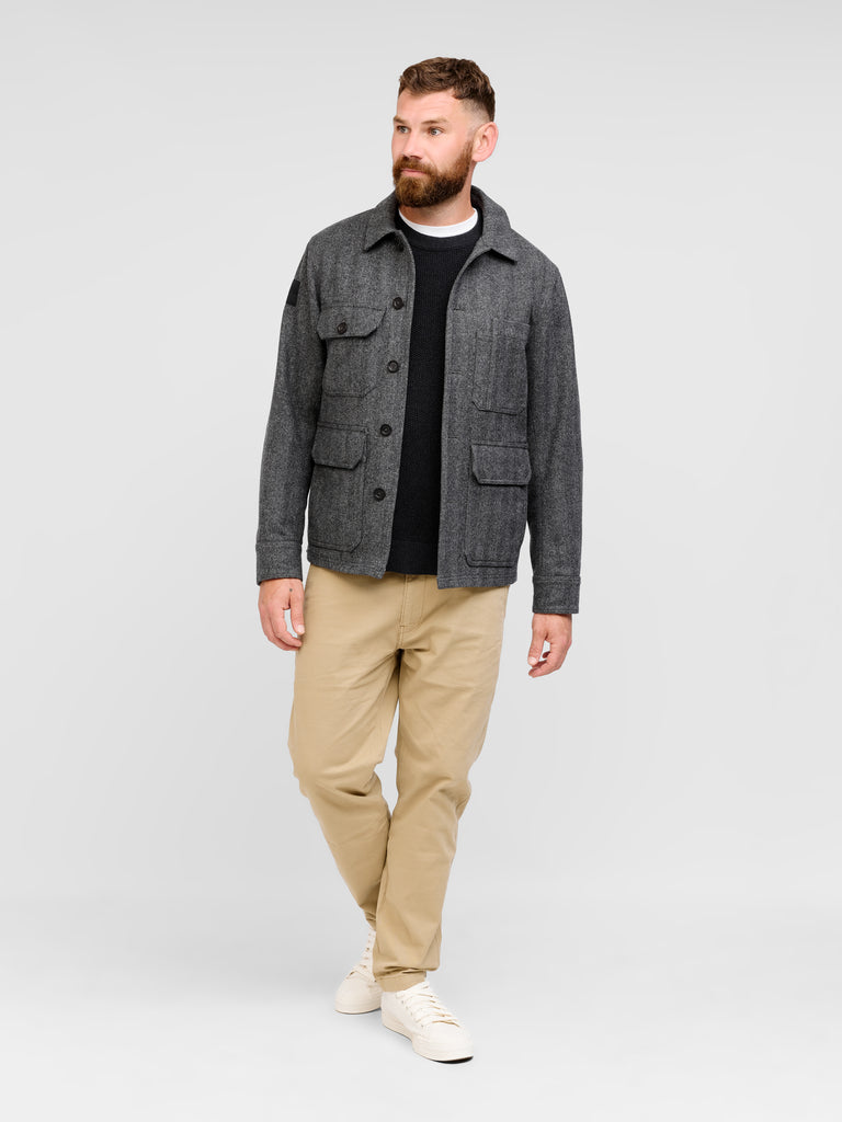 Merino Woodland Workers Jacket 2026 Grey Herringbone