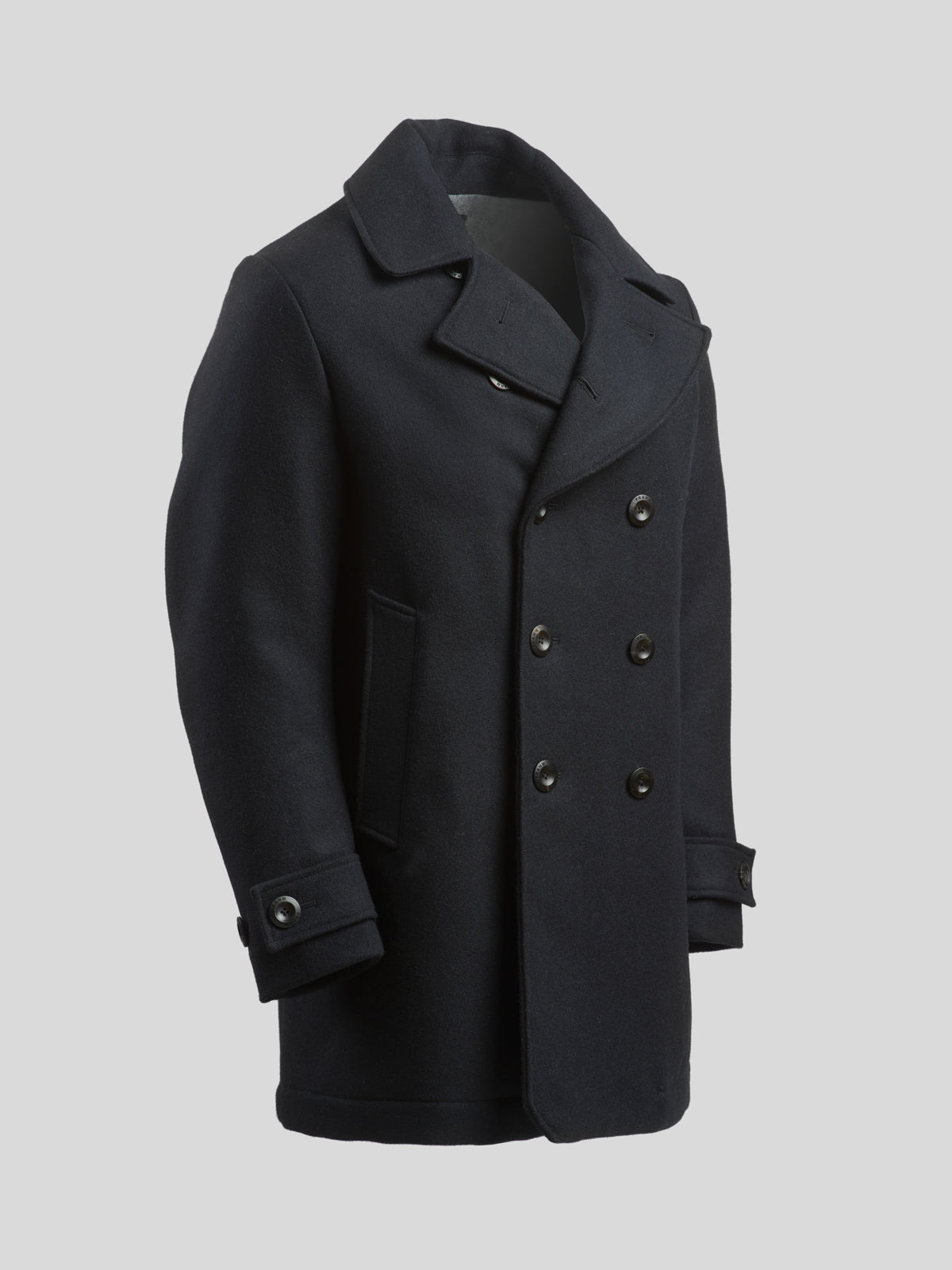 Pure Wool Quilted Peacoat Charcoal Grey FRAHM Jacket