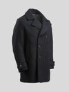 Pure Wool Quilted Peacoat Midnight Blue