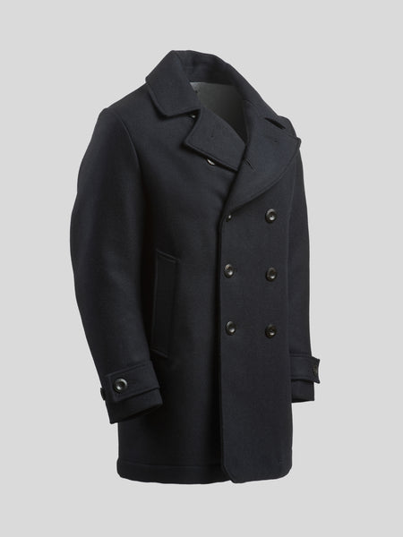 Pure Wool Quilted Peacoat Midnight Blue – FRAHM Jacket