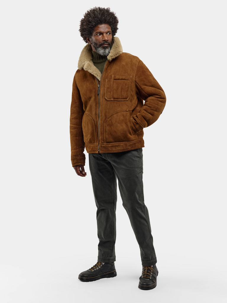 British Sheepskin Bomber Jacket 2027 Natural Tan