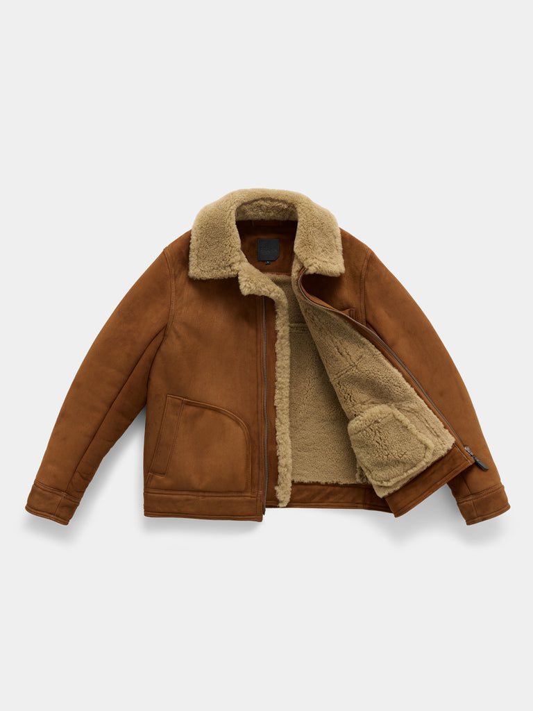 British Sheepskin Bomber Jacket 2027 Natural Tan