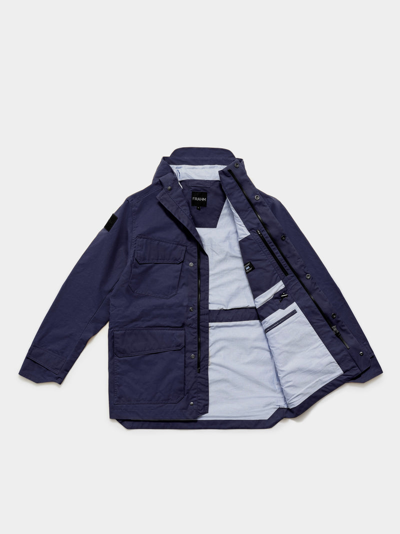 Waxed Hooded Field Coat 2027 Dark Blue