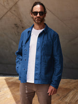 Waxed Lightweight Workers Jacket Cornflour Blue