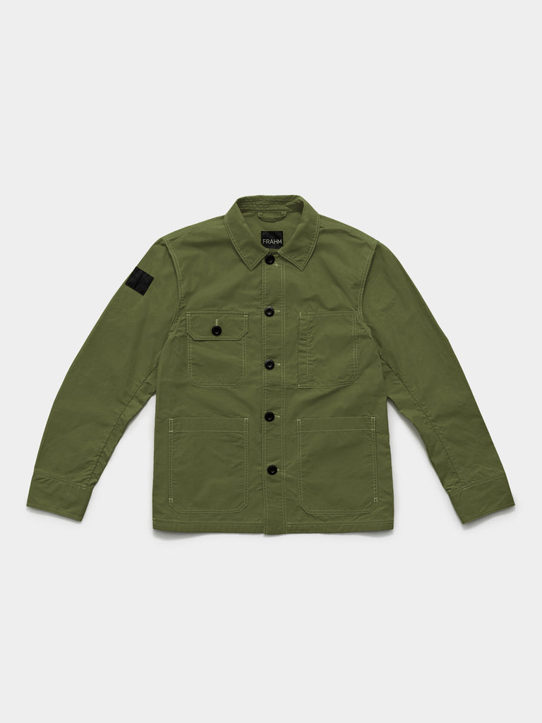 FRAHM Waxed Lightweight Workers Jacket 2026 Moss Green front view