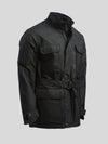 Waxed Belted Motorcycle Jacket Black