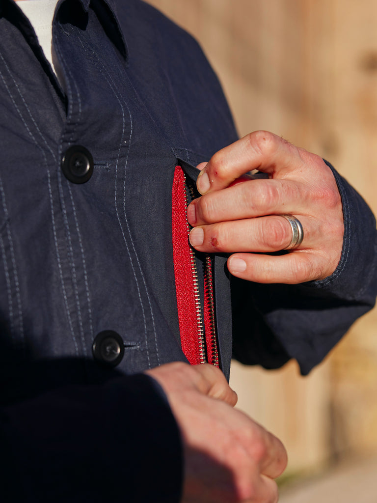 Waxed Lightweight Worker's Jacket Dark Navy