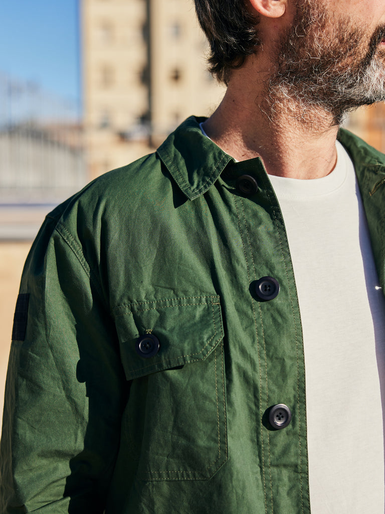 Waxed Lightweight Worker's Jacket Forest Green